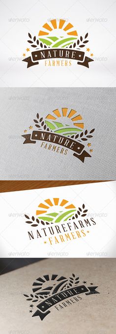 four different logos for farmers, including one with an arrow and the other with a sun