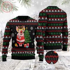 Shipping from the US. Easy 30 day return policy, 100% cotton, Double-needle neck, sleeves and hem; Roomy Unisex Fit. Holiday Song, Family Sweater, Ugly Christmas Sweater Reindeer, Pig Christmas, Horse Christmas, Sweater Gift, Comfy Sweaters, Pine Tree, Christmas Reindeer