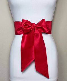 Crisp Taffeta Sash in Bright Red (MORE COLORS AVAILABLE), Taffeta Bow Belt, Formal Dress Sash, Christmas Sash, Holiday Sash, Satin Swank Sash Aesthetic, Christmas Sash, Tartan Sash, Holiday Skirts, Dress Sash, Bow Belt, Red Belt, Special Occasion Outfits, Navy Blue Dresses