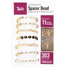 the bead company complete spacer bead bracelet making kit, includes 11 pieces