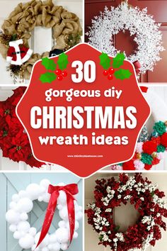 christmas wreaths with the words 30 gorgeous diy christmas wreath ideas on top and below