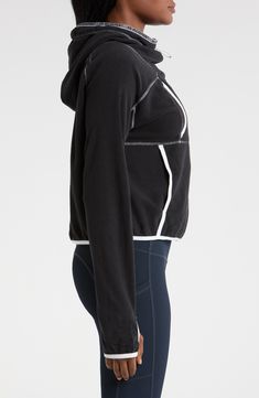 Turn your workout up a notch in this funnel-neck hoodie crafted from lightweight fleece and finished with contrast topstitching. 22" length   Funnel neck   Drawcord-toggle hood   Thumbhole cuffs   Kangaroo pocket   100% polyester   Machine wash, dry flat   Imported Contrast Topstitching, Neck Hoodie, On The Run, Fp Movement, The Run, Nordstrom Store, Fabric Gifts, Free Fabric, Funnel Neck