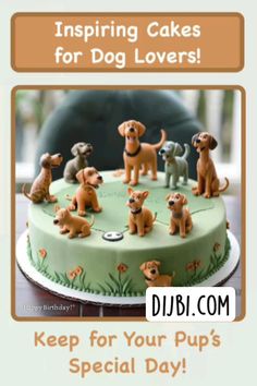 a birthday cake with dogs on it