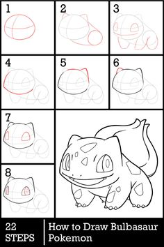 step by step drawing instructions for how to draw a cartoon character from the pokemon movie