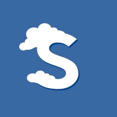 the letter s is made up of white clouds on a blue background, and it appears to be floating in the air