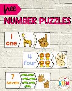 the free number puzzles for kids to practice counting and matching numbers with their hands on them