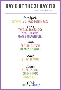 21-Day Fix Meal Plan for Someone Weighing 280 Sample | Sample 21 Day Fix One Day Meal Plan for Bracket 1 -- 1,200-1,499 ...