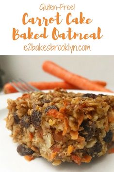 carrot cake baked oatmeal on a white plate