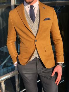 Fitted Brown Blazer With Welt Pockets, Fitted Brown Outerwear With Single Button, Brown Fitted Outerwear With Single Button, Fitted Brown Blazer With Lapel Collar, Fitted Brown Sport Coat With Lapel Collar, Fitted Brown Three-piece Suit For Business Casual, Fitted Brown Sport Coat, Brown Slim Fit Suit For Business Casual, Brown Fitted Business Sport Coat