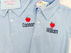 This listing is for a polo that runs true to size Embroidered School Shirts, Back To School Letter Print T-shirt, School Uniforms Boys, Fun Back-to-school Shirt With Letter Print, Back To School Short Sleeve Shirt With Name Print, School Monogram, Back To School Uniform, Personalized Short Sleeve T-shirt For Back To School, Boys School Outfits