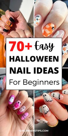 Get ready to nail your Halloween look with these cute and beginner-friendly nail art ideas. From cute pumpkins to spooky ghosts, this post has it all! Transform your fingertips into tiny works of art that will turn heads at any Halloween party! | Halloween nails | cute spooky nails | Halloween nail art | Halloween nail designs | Halloween nails acrylic | spooky nails | Halloween nails designs | spooky Halloween nails | cute Halloween nails | simple Halloween nails | short Halloween nails Simple Halloween Manicure, Easy Halloween Nails Design Diy, Easy Diy Nail Art For Beginners Halloween, Halloween Nails Diy Easy, Fun Halloween Nail Art, Halloween Nails Squoval, Simple Halloween Nails Short Pumpkin, Cute Halloween Nails Ghosts, Kid Halloween Nail Designs