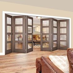 an open living room with sliding glass doors