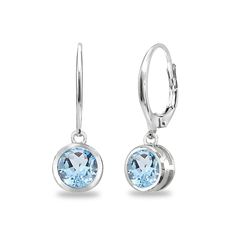 PRICES MAY VARY. Blue Topaz Earrings - These stylish earrings for women and teen girls display dangling 6mm blue topaz round bezel-set earrings. These topaz earrings enhance your daytime and evening attire. Add this to your trendy jewelry, sterling silver jewelry, topaz jewelry or gemstone jewelry collections. They can be purchased as gifts for women and teen girls. Dangle Earrings for Women Sterling Silver - These dangle earrings are crafted of sterling silver and secure with leverbacks. CARE - Nickel-free Round Crystal Earrings, Sterling Silver Drop Earrings With Bail, Sterling Silver Crystal Earrings With Lever Back, Classic Round Crystal Earrings With Lever Back, Classic Nickel-free Dangle Crystal Earrings, Birthstone Earrings Round Cut, Adjustable Fine Jewelry Earrings For Anniversary, Fine Jewelry Birthstone Earrings With Round Stone, Adjustable Dangle Birthstone Earrings