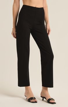 Elevate your everyday style with our new straight leg pant, featuring the structured feel of our new ponte fabric. Its versatile design effortlessly transitions from the office to daily life. Z SUPPLY Women's Do It All Straight Leg Pant, Black, Small Black Wide Leg Pants With Straight Hem For Office, Chic Black Pants With Straight Silhouette, Versatile Elastane Ankle-length Dress Pants, Stretch Dress Pants For Work With Straight Hem, Stretch Straight Hem Office Pants, Black 4-way Stretch Wide Leg Pants For Work, Black Straight Silhouette Pants For Office, Business Casual Straight Leg Dress Pants With Minimal Stretch, Workwear Dress Pants With 4-way Stretch In Straight Cut