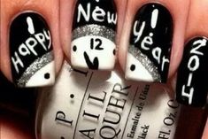 New Years Nail Art, New Years Nail Designs, New Years Eve Nails, White Nail Designs, Manicure Ideas, Get Nails, I Love Nails, Nail Polish Designs, New Year's Nails