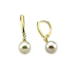 14K Yellow Gold 8.5-9.0mm Akoya Cultured Pearl Lever back Earrings How To Clean Gold, Clean Gold Jewelry, Jewelry Organizer Box, Gold Pearl Earrings, Pearl Earring, Pearl Types, Jewelry Boxes, Gold Pearl, Elegant Jewelry