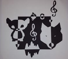 an image of some animals and music notes