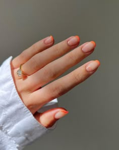 50+ Perfect Orange Tip Nail Designs That Are Really Trendy; short nails! This includes orange nails, orange nails acrylic, orange nails summer, orange nail designs, french tip nails, french tip nails orange, french tip ideas & more! This also includes orange nail art, orange nail ideas, orange nail designs, french tip with design, orange nails almond, orange nails square, bright nails, summer nails, french tip acrylic nails, french tip nail designs & more! #orangenails #orangetipnails Short Nails Summer, Neon Orange Nails, Short Nail Manicure, Cute Short Nails, French Tip Nail Designs, Colorful Nail, Simple Gel Nails