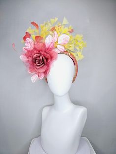 From the 2024 Featured Milliner of the Kentucky Derby Museum  Gorgeous Kentucky Derby hat fascinator  kentucky derby hat fascinator peach coral rhinestone headband,dusty rose organza satin flower, light pink leaves, yellow and peach feathers headband attachment  each hat is totally one of a kind! no two are alike! I can probably add feathers, flowers etc to existing hats for a small fee. I cannot remove anything from existing hats. Just message me and see if we can make it work! :) I cannot make Feathered Headpieces For Spring Races, Whimsical Headpiece With Handmade Flowers For Kentucky Derby, Pink Headband For Kentucky Derby Garden Party, Pink Mini Hats With Feathers For Spring, Yellow Fascinator For Kentucky Derby Garden Party, Spring Feather Headband For Races, Summer Whimsical Fascinator With Handmade Flowers, Multicolor Headpieces For Spring Garden Party, Pink Headpiece For Kentucky Derby Garden Party