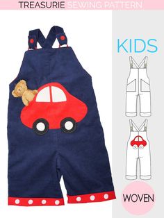 a child's overalls with a teddy bear on it