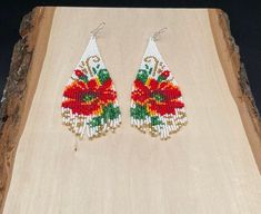 Handcrafted Multi-Color Beaded Earrings with Fish Hook Backs. Color Beads : Multi-Color  Length : 4.5 inches Beaded Teardrop Flower Earrings As Gift, Beaded Teardrop Flower Earrings For Gift, Color Beads, Earrings Flower, Handcrafted Earrings, Seed Bead Earrings, Bead Earrings, Fish Hook, Seed Bead