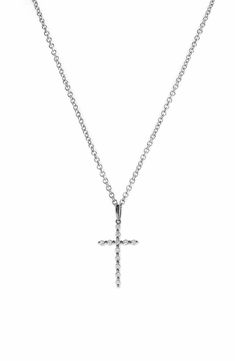 Main Image - Bony Levy Diamond Cross Pendant Necklace (Nordstrom Exclusive) Elegant Cable Chain Cross Pendant Jewelry, Elegant Cable Chain Jewelry With Cross Pendant, Elegant White Gold Cross Necklace With Adjustable Chain, Timeless Silver Cross Pendant Necklace, Elegant Sterling Silver Cross Necklace With Adjustable Chain, Sterling Silver Diamond Cut Pendant Cross Necklace, Sterling Silver Diamond Cut Silver Cross Necklace, Silver Sterling Silver Cross Necklace With Diamond Cut, Elegant Polished Cross Pendant Necklace