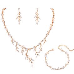 PRICES MAY VARY. The bridal wedding jewelry set, inlaid with clear shining marquise teardrop cubic zirconia, is shiny and eye-catching Necklace Length: about 43cm (16.9") + 5cm (2.0") extension chain. Earring Size: about 0.66" by 1.77" Bracelet Length: about 17.5cm(6.9") - 22.5cm(8.9"). Lobster clasp design, you can easily to adjust bracelets length by yourself, suitable for all women and girls Cubic Zirconia (CZ) is an affordable, conflict-free alternative to diamond that reveals brilliant shin Bride Jewelry Set, Wedding Jewelry For Bride, Rhinestone Jewelry Set, Formal Jewelry, Bracelet Sets, Chain Earring, Wedding Jewelry Set, Gold Jewelry Sets, Women's Jewelry Sets