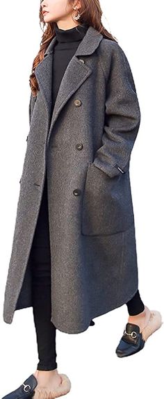 This Women's Gray Double Breasted Winter Trench Coat is precisely crafted for the colder months. With its classic double-breasted styling, high-neck collar, and long-sleeved cut, this coat will keep you warm and comfortable with the perfect mix of style and function. Imported Polyester+Spandex Dry Clean Only Button Closure Brand Size Dress Bust Waist Hip XS 0-2 31-32.5'' 23-24'' 31-34" S 4--6 33-35'' 25-26'' 35-37" M 8--10 35-36'' 27-28'' 38-39" L 12--14 38-40'' 29-31'' 40-42" XL 14-16 40-42'' 33.5-36'' 44-46" 2XL 18-20 42-44'' 37-40'' 47-50" 3XL 22-24 44-46'' 41-46'' 51-55" 4XL 26-28 46-48'' 47-50'' 56-60" Winter Trench, Wool Pea Coat, Long Overcoat, Winter Trench Coat, Winter Knit Hats, Long Wool Coat, Cheap Fabric, Wool Peacoat, Pea Coat