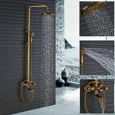 the shower head and handset are shown in three different views