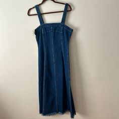 In Trend Denim Sleeveless Dress Can Wear It With A Blazer Or With Denim Jacket Perfect For Vacation New With Tags Sleeveless Dark Wash Summer Midi Dress, Fitted Sleeveless Denim Midi Dress, Dark Wash Sleeveless Fitted Midi Dress, Dark Wash Fitted Sleeveless Midi Dress, Fitted Sleeveless Dark Wash Midi Dress, Denim Sleeveless Sundress, Sleeveless Denim Sundress, Casual Sleeveless Dark Wash Midi Dress, Fitted Sleeveless Denim Dress With Frayed Hem