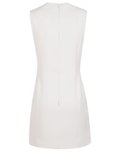 Dress made of a wool scuba blend BY STELLA McCARTNEY. Sleeveless; round neck; two front pockets and two seams in the center; zip closure on the back. Golden buckle detail on each pocket. Thigh hem design. Elegant Mini Dress, Vegan Clothing, Pleats Please Issey Miyake, Sleeveless Mini Dress, Chic Woman, The List, Dress Making, Stella Mccartney, Dress To Impress