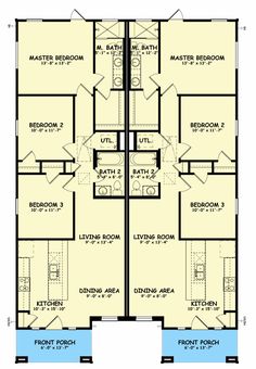 two story apartment floor plan with three separate rooms