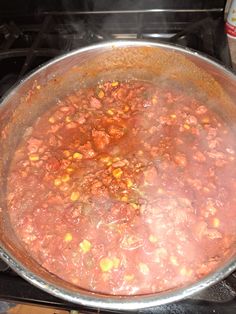 a large pot filled with lots of food on top of a stove