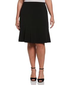 A Line Flounce Skirt (Black) Flared Ruffle Skirt For Work, Ruffled Flared Skirt For Work, Elegant Skirted Bottoms With Ruffle Hem, Elegant Tiered Skirt With Ruffle Hem, Elegant Flowy Skirt With Flared Hem, Elegant Pleated Hem Tiered Skirt, Elegant Flared Skirt With Ruffle Hem, Elegant Skirt With Ruffle Hem, Elegant Midi Pencil Skirt With Ruffle