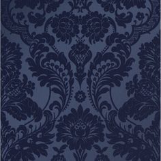 a blue and black wallpaper with an ornate design on the front, in full color