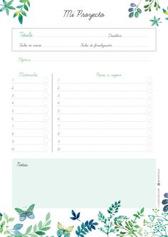 a green and blue floral printable recipe book with the words mi progreato on it