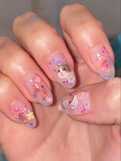 Cat Nail Art Designs, Cat Nail Art, Cat 3d, Cat Nail, Korean Nails, Smink Inspiration, Lovely Cat