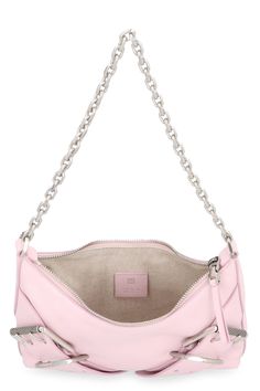 100% Calfskin Lining: 100% Canvas Modern Pink Leather Baguette Bag, Pink Leather Clutch With Removable Pouch, Leather Clutch With Silver-tone Hardware, Pink Leather Baguette Bag With Removable Pouch, Evening Calf Leather Bag With Zipper Closure, Formal Pink Leather Baguette Bag, Luxury Leather Pouch Baguette Bag, Luxury Leather Baguette Bag, Pink Leather Crossbody Clutch