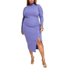 Manufacturer: Nina Parker Style Type: Midi Dress Collection: Nina Parker Sleeve Length: Long Sleeves Material: 64% Polyester/28% Rayon/8% Spandex Fabric Type: Polyester Specialty: Ribbed Sku: BH5968064 Size: 2X.  Color: Purple.  Gender: female.  Age Group: adult. Ribbed Bodycon Midi Dress, Bodycon Midi Dress, Bodycon Midi, Midi Dress Bodycon, Spandex Fabric, Color Purple, Dress Collection, Plus Size Dresses, Gender Female