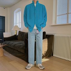 Model is 5ft 11" (180cm) tall, 150 lbs(68kg) weight and wearing a size XL L (fitted), size XL (loose) 5ft 9''(176cm) tall, 136 lbs(62kg) weight and wearing a size L 5ft 7''(170cm) tall, 110 lbs(50kg) weight and wearing a size M - Polyester 100%- Knitted- Zip-up- Front pockets- Stand collar- 3 colors Fashion Minimal, Winter Fashion Jackets, Baggy Streetwear, Elegant Pant, Knitted Collar, Streetwear Jeans, Korean Streetwear, Clothing Streetwear, 150 Lbs