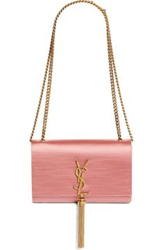 Saint Laurent Small Kate Satin Shoulder Bag | Nordstrom Elegant Wallet On Chain With Gold-tone Logo Plaque, Elegant Wallet On Chain With Gold-tone Logo, Elegant Evening Wallet On Chain With Metal Logo, Elegant Formal Wallet On Chain With Gold-tone Logo, Elegant Formal Wallet On Chain With Metal Logo, Pull Through, Pale Gold, Fabric Gift Bags, Wall Pockets