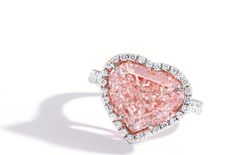 Platinum and 18K Rose Gold Pink Diamond and Diamond Ring Fancy Pink Diamond Ring, Tiffany Wedding Rings, Wedding Rings Emerald Cut, Colored Diamond Jewelry, Very Light Pink, Pink Jewels, Colored Stone Rings, Alternate Universe