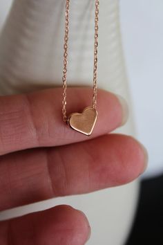 Tiny Rose Gold Heart Necklace...Small Heart by brinandbell on Etsy Rose Gold Heart Necklace, Small Heart Necklace, Rose Gold Decor, Bridal Party Jewelry, Idea Birthday, Necklace Bridal, Rose Gold Heart, Gold Heart Necklace, Gifts For Your Girlfriend