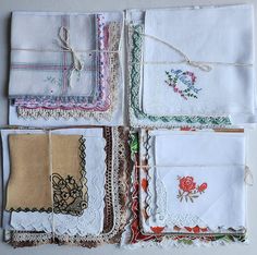 Beautiful and unique vintage hankerchiefs. Each bundle has 5 hankies and sells for $18 Send me message and let me know which bundle would you like. They are from different times, some older, some newer. All are handwashed, cleaned and ironed to the best of my ability. Some will have a wear & tear. You can use them as gifts, as crafts. Great for scrapbooking or  junk Journaling Handkerchiefs Crafts, Vintage Handkerchiefs Crafts, Vintage Handkerchiefs, Junk Journaling, Wedding Favours, Unique Vintage, Wedding Favors, Wedding Gifts, Scrapbooking