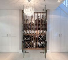 a wine rack in the middle of a room