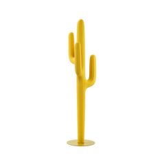 a yellow cactus on a white background