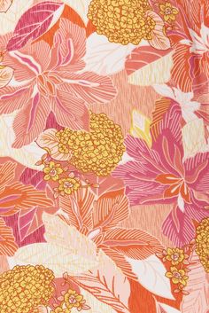 an orange and pink floral print fabric