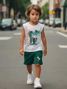 Young Boy Fashionable Casual Street Sports Summer Outfit Multicolor Casual  Sleeveless Polyester,Knitted Fabric Letter,Tropical,Plants  Slight Stretch  Young Boys Clothing, size features are:Bust: ,Length: ,Sleeve Length: Elastic Waistband Pants, Boys Swimwear, Sweatpants Set, Boys Set, Summer Boy, Boys Casual, Boys Clothing, Kids Sleepwear, Sleeveless Tank Top