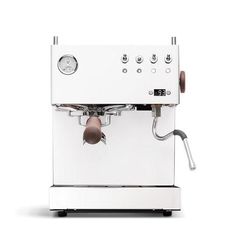 an espresso machine is shown on a white background