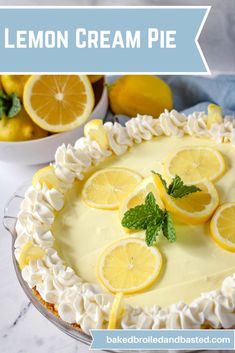 the lemon cream pie is ready to be eaten